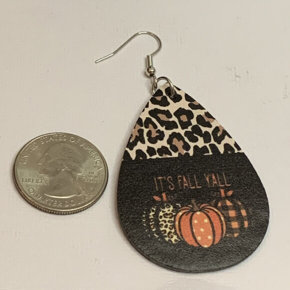 Fall Earring, Leopard Print Earring, Pumpkin Earring, Thanksgiving Earring, Fall - Picture 7 of 7